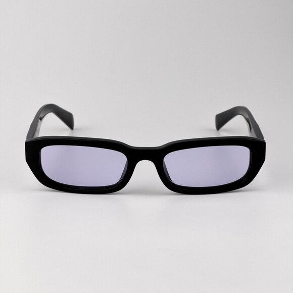 Prada PRB06S Rectangle Sunglasses – Black Frame Violet Lenses | Model 16K40J - Picture 1 of 9